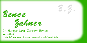 bence zahner business card